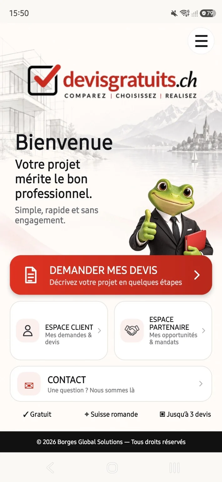 Aperçu de l’application Android devisgratuits.ch